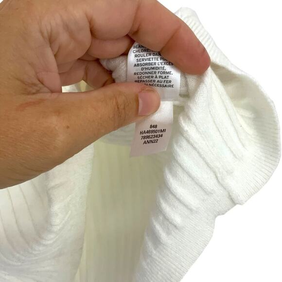 Halogen Ribbed Scoop Neck Sweater Ivory Cloud Size Medium NWT $79 MSRP - Picture 7 of 8